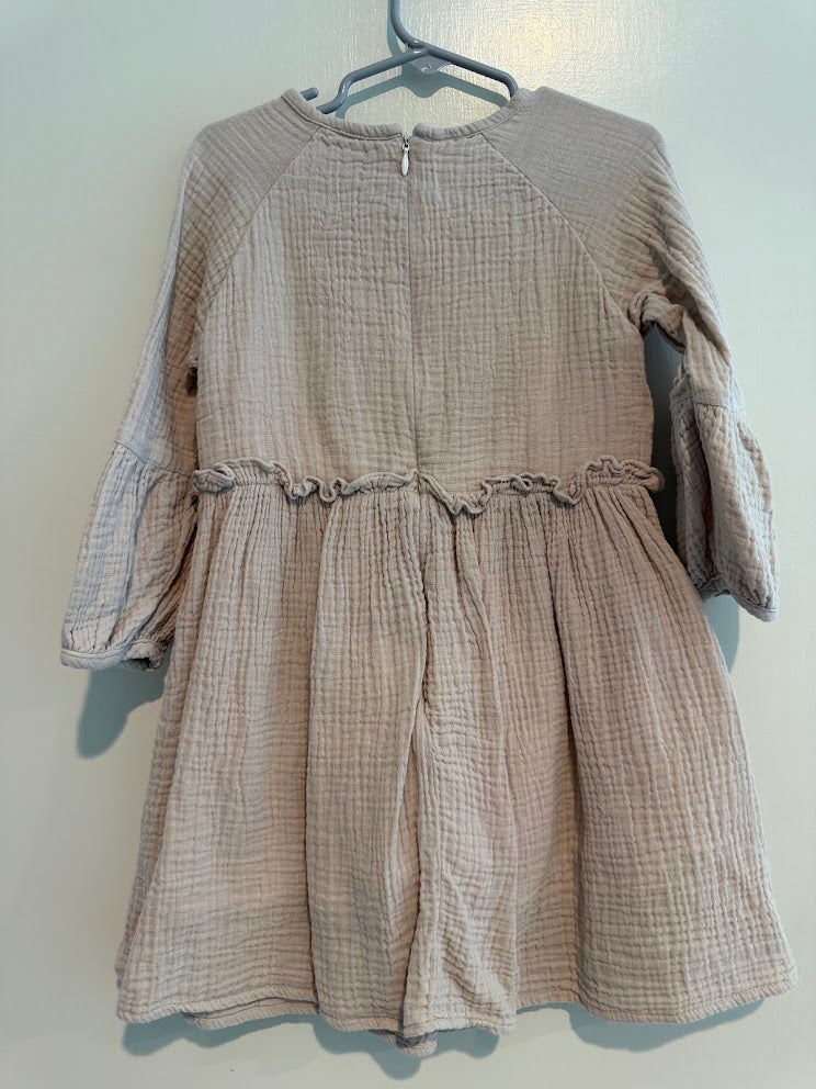 #9 Girls 5 Tan Long Sleeve Dress _ Arabella And Rose