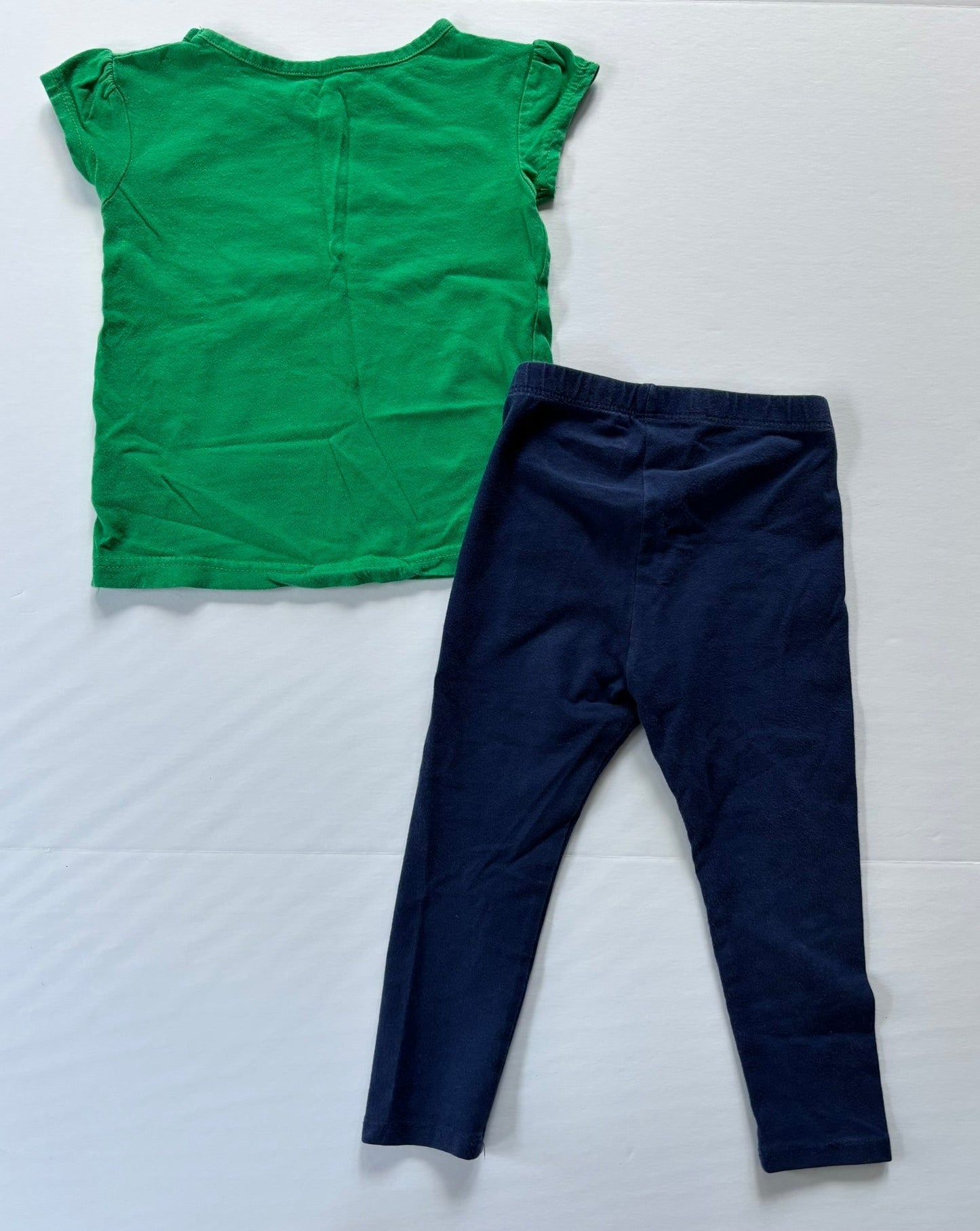 #101 *REDUCED*Gen2 Fighting Irish Ruffle Sleeve Shirt Navy Legging Set Girls Size 2