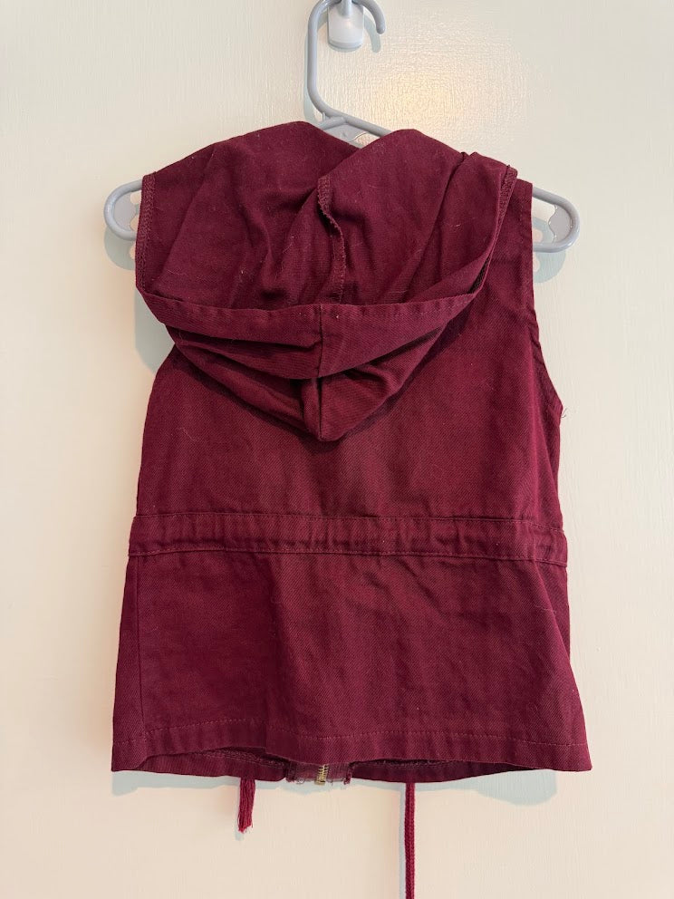 #9 Girls 4T Bundle: Green Tulle Dress (VGUC) + Maroon Vest (GUC)