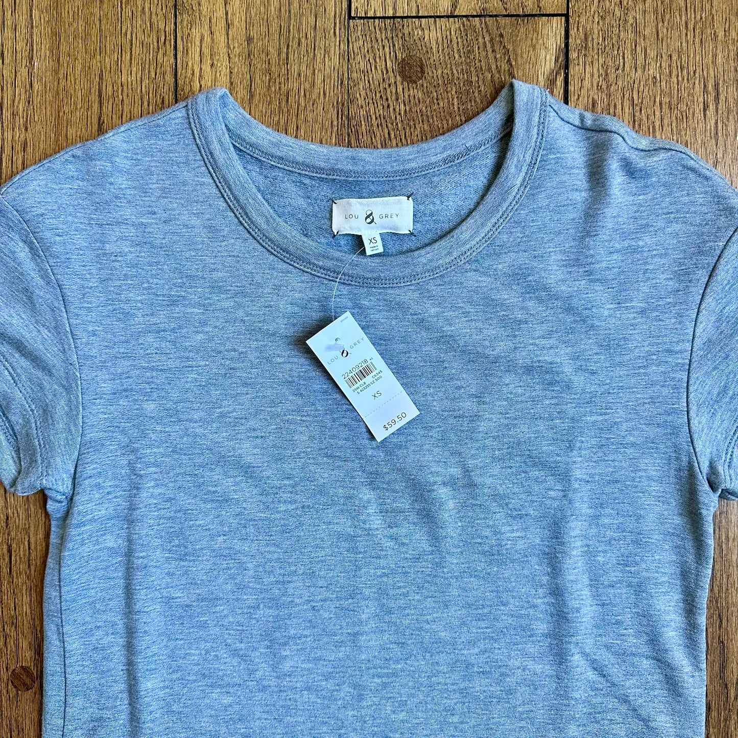 #95 NWT Womens Lou & Grey Gray Soft Sweater Tshirt Dress, size XS
