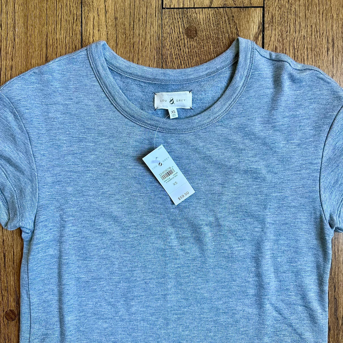 #113 NWT Womens Lou & Grey Gray Soft Sweater Tshirt Dress, size XS