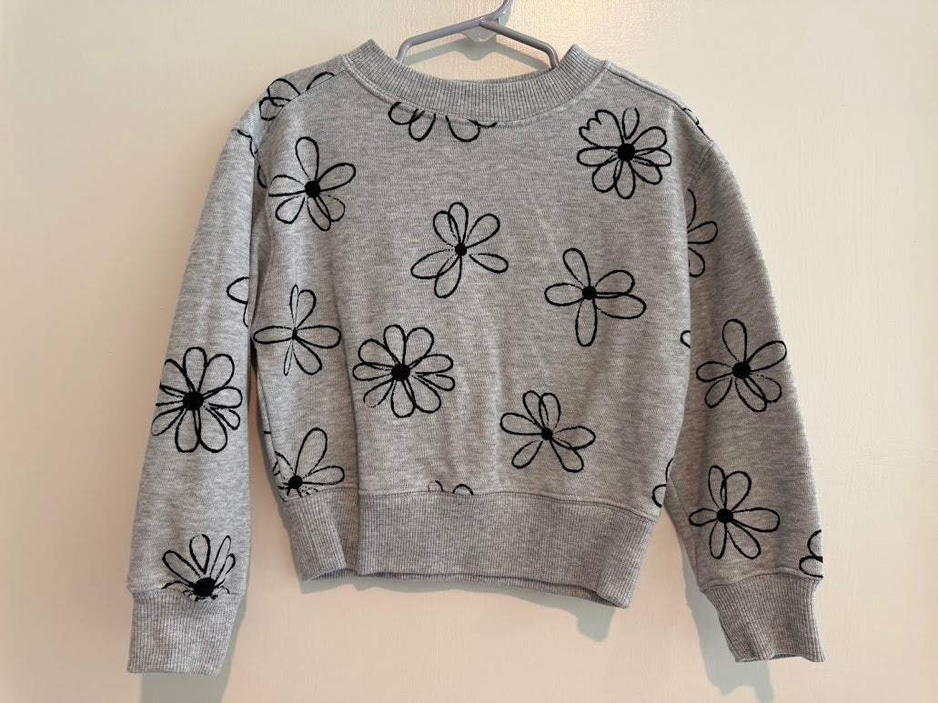 #9 Girls XS (4/5) Bundle of 2 Long Sleeve Shirts (Blush Pink & Gray Flowers)