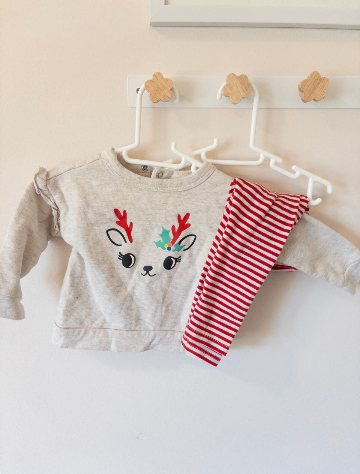 #36- girls cat and jack 6-9 mo Christmas outfit EUC