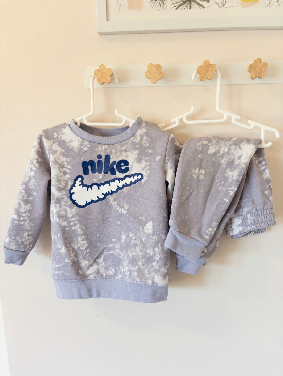#36- GIrls 18mo nike purple tie dye sweat suit EUC