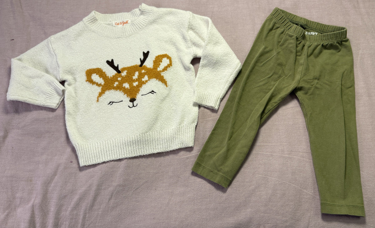 #103 18m Deer Sweater Outfit