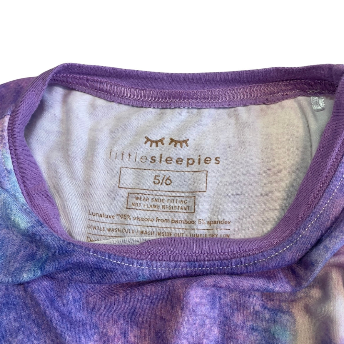 #1 Girls 5-6 Little Sleepies purple tie dye