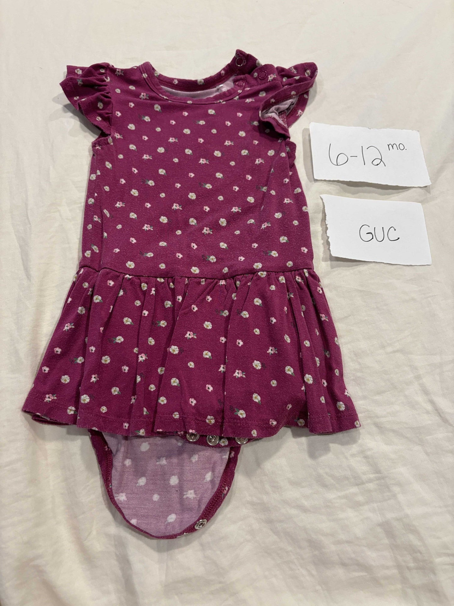 #138 - 6-12 Mo GUC Posh Peanut (Bamboo) Purple Bodysuit Twirl