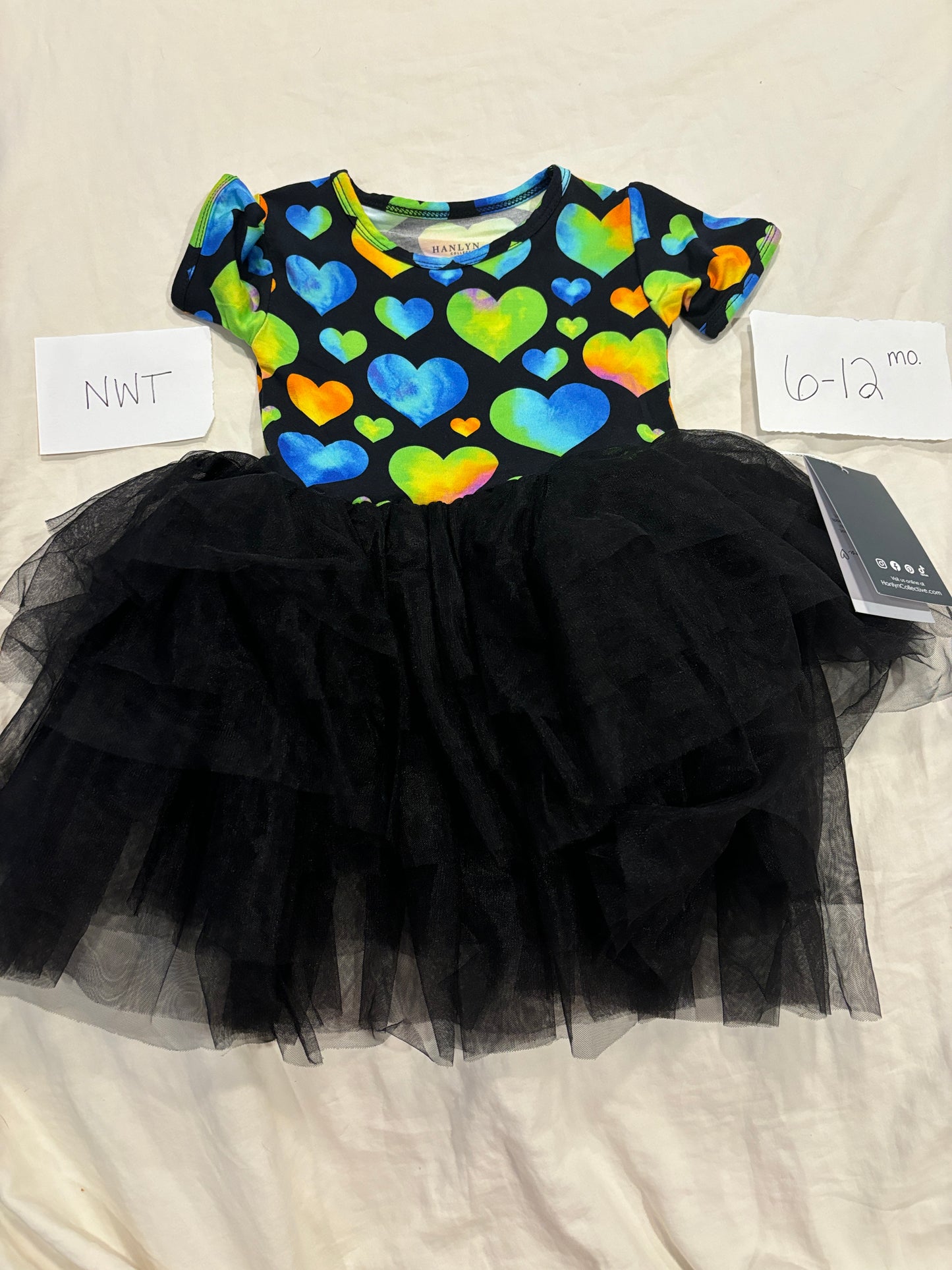#138 - 6-12 Mo - NWT Hanlyn Collective - Hearts Tutu Bodysuit Twirl - PU 45236