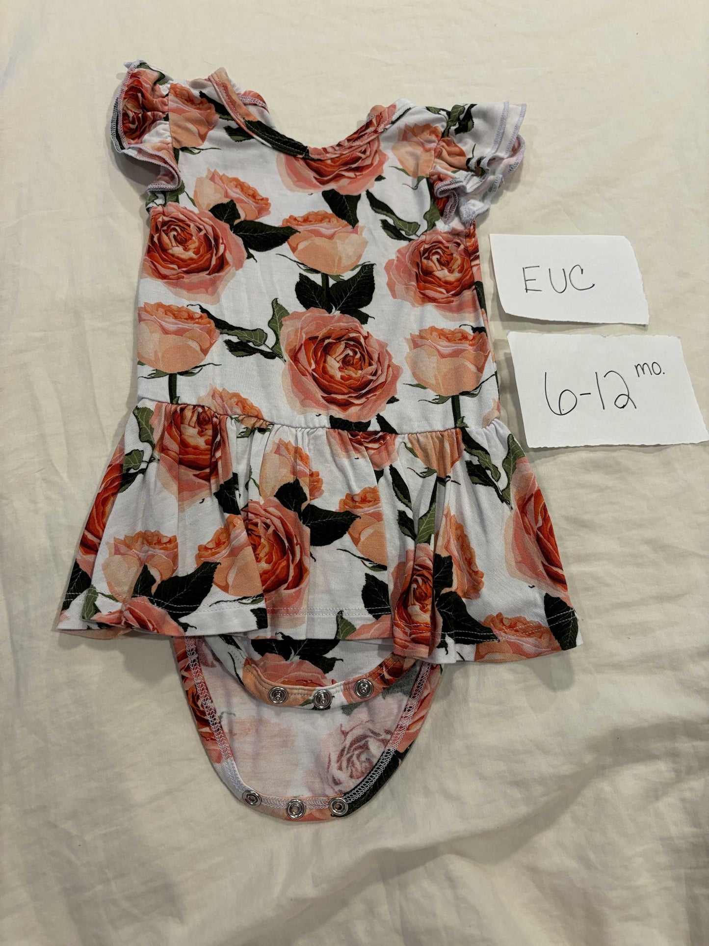 #77 - 6-12 Mo - EUC Bums & Roses - Rosy Cheeks Dress