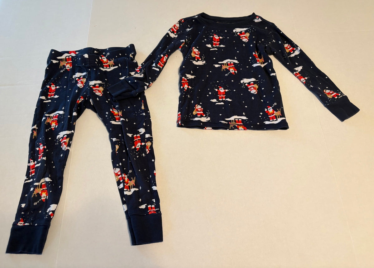 #25 Unisex Old Navy XS (5) Christmas pjs navy blue with Santa’s
