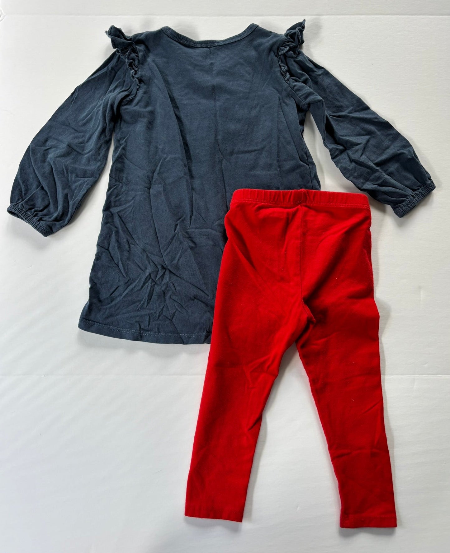 #101*REDUCED* Harper Canyon Floral Ruffle Tunic Shirt Red Leggings Girls Size 18 -2T