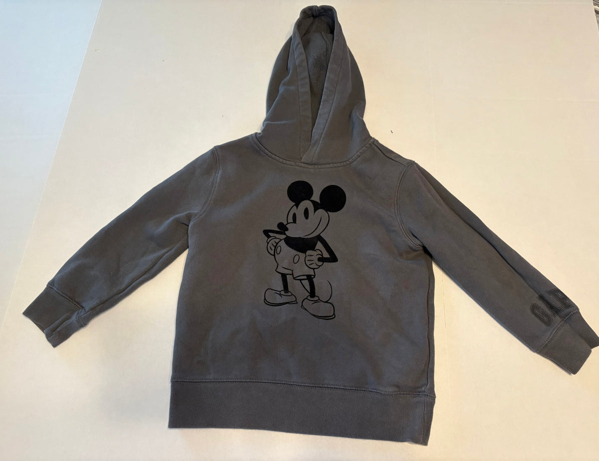 #25 Boys Gap size XS (fit like 5) gray hooded Mickey Mouse sweatshirt