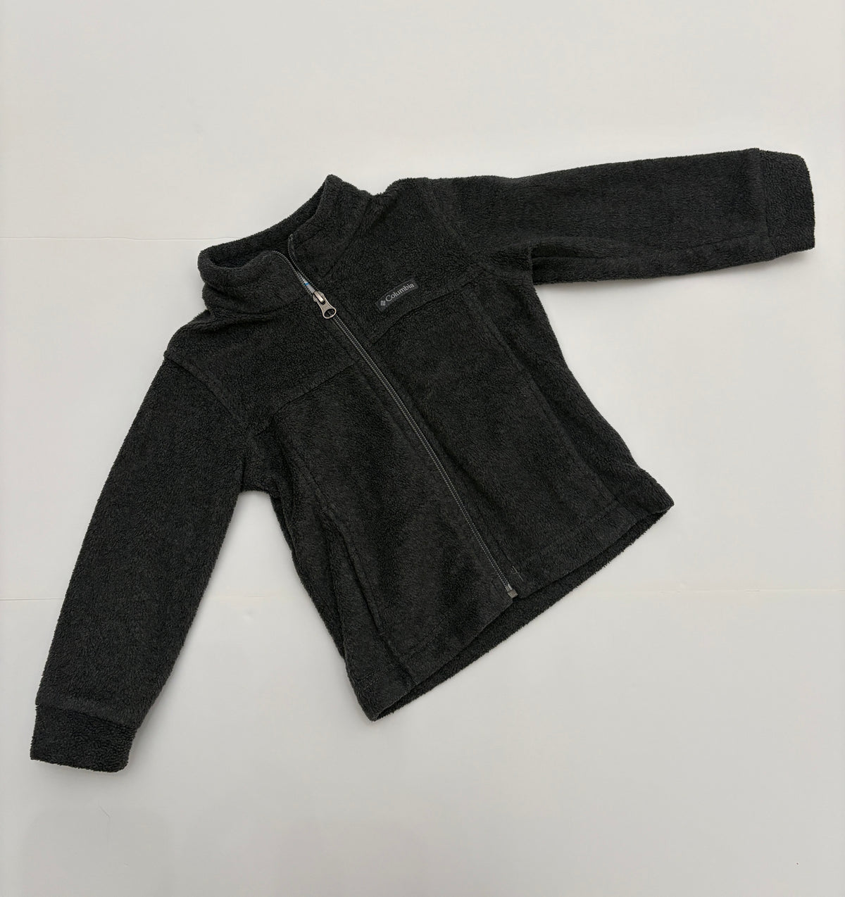 #121 boys/girls 3T Columbia dark gray fleece jacket, VGUC