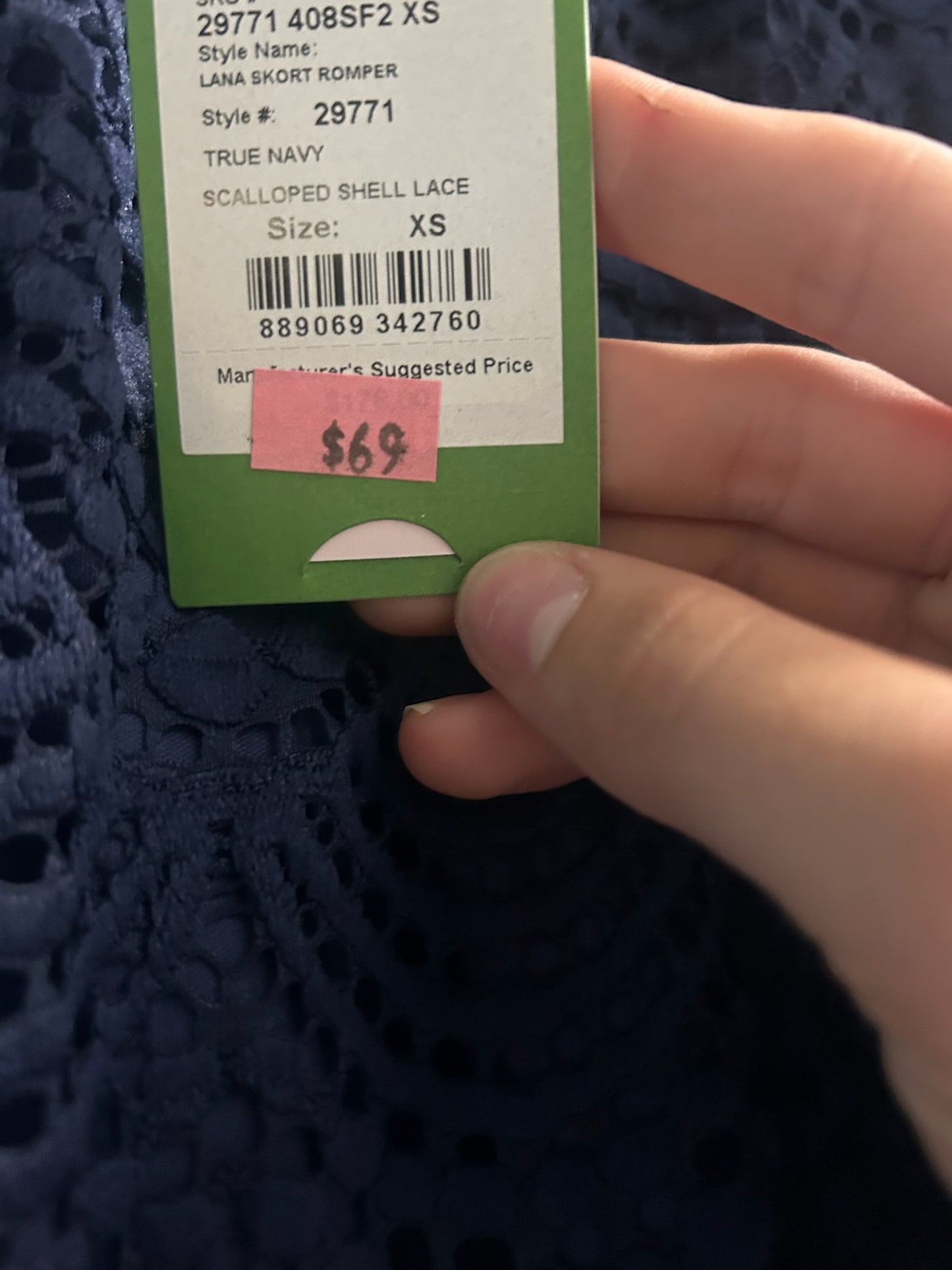 136 nwt Lilly Pulitzer navy lace romper XS