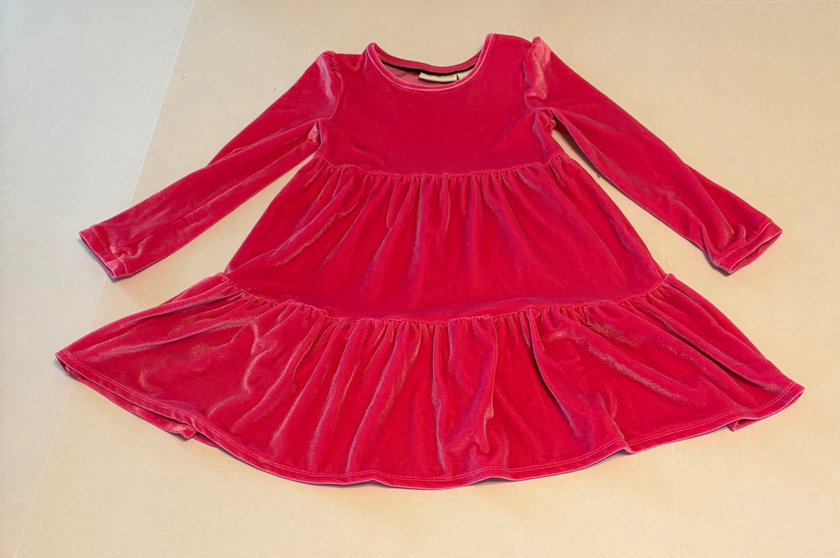 #25 Girls 5/6 Cynthia Rowley hot pink long sleeve velour twirl dress