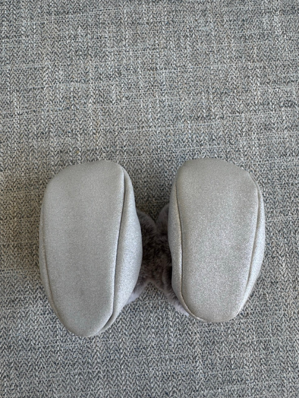 Seller #114 Carters just one you silver fur booties girls size 3-6 months