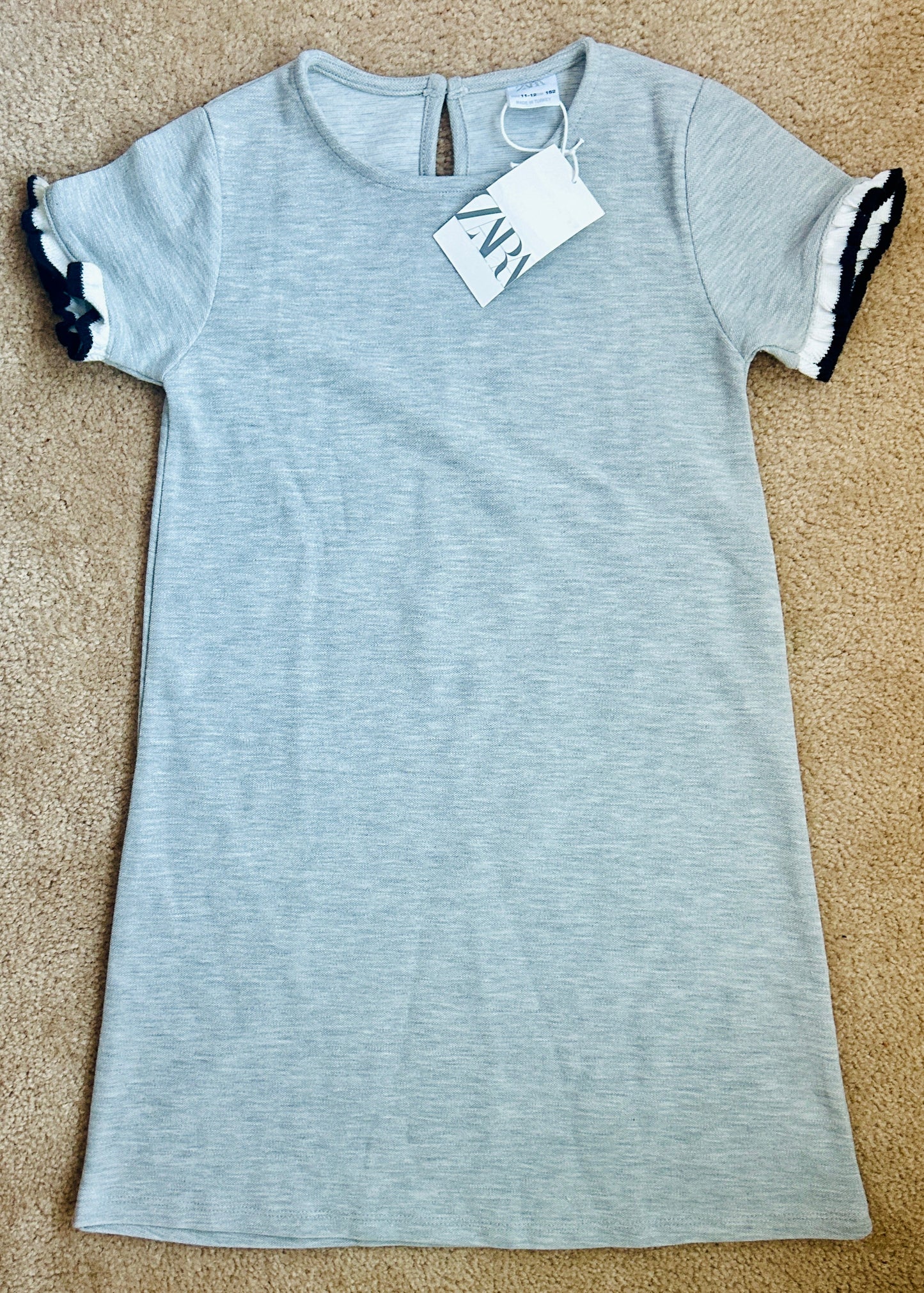#15 Zara 11/12 NWT Grey Dress with Ruffle Sleeves
