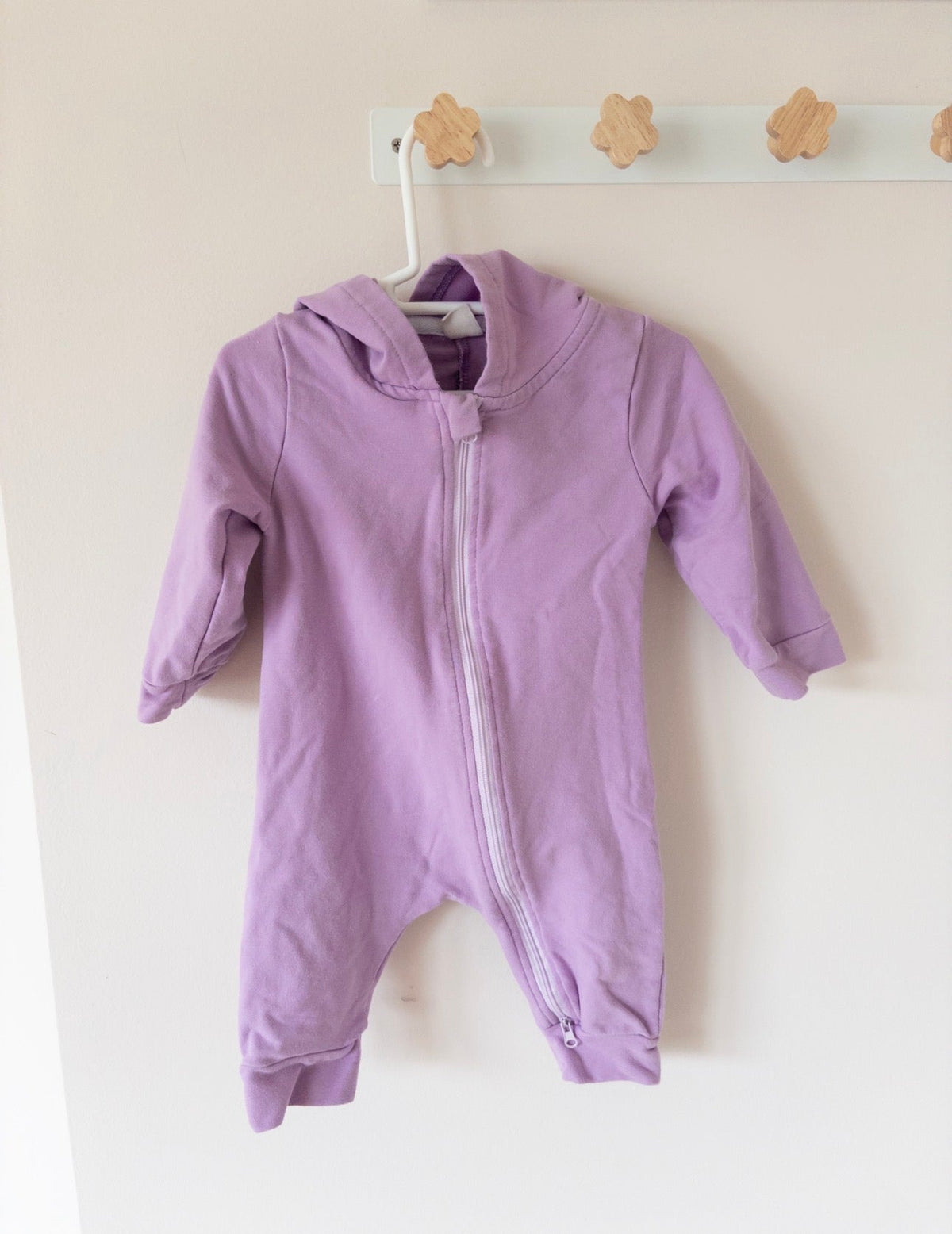 #36 Dinosaur zip up purple onesie 6-9 month