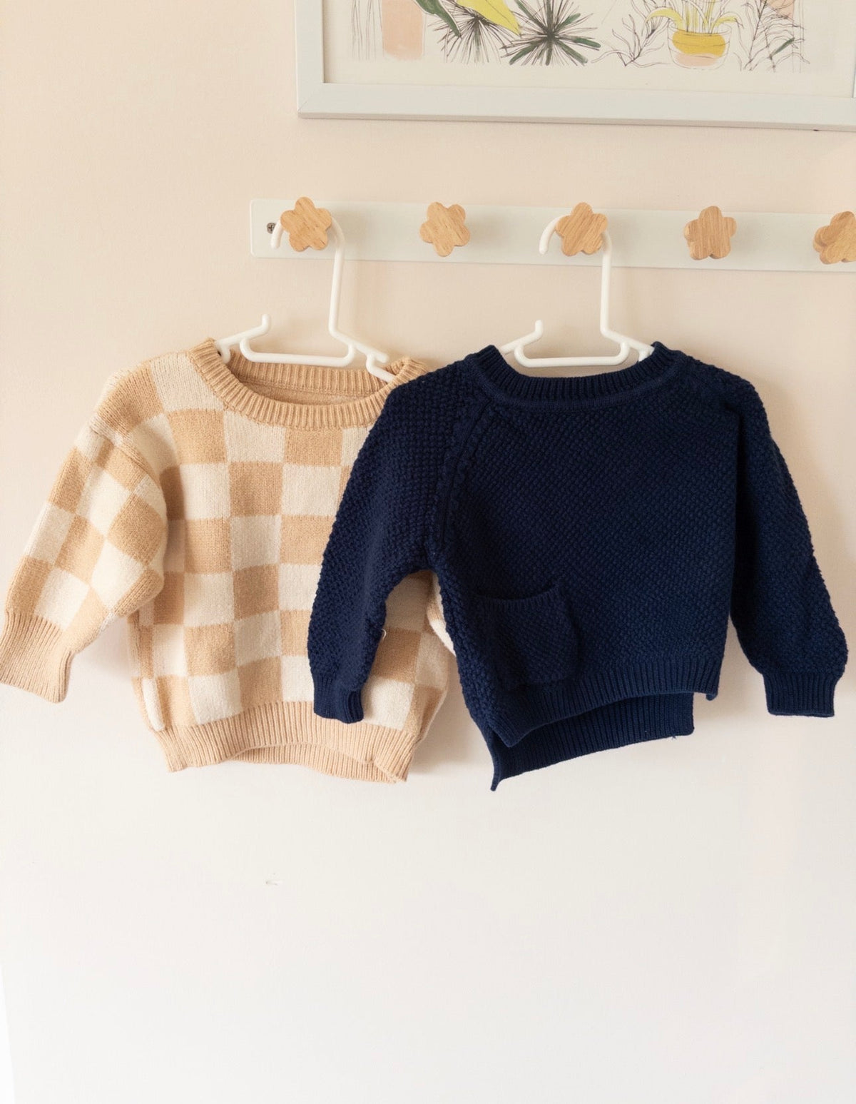 #36- Boys pair of sweaters. Blue and beige. GUC (6-12 mo)