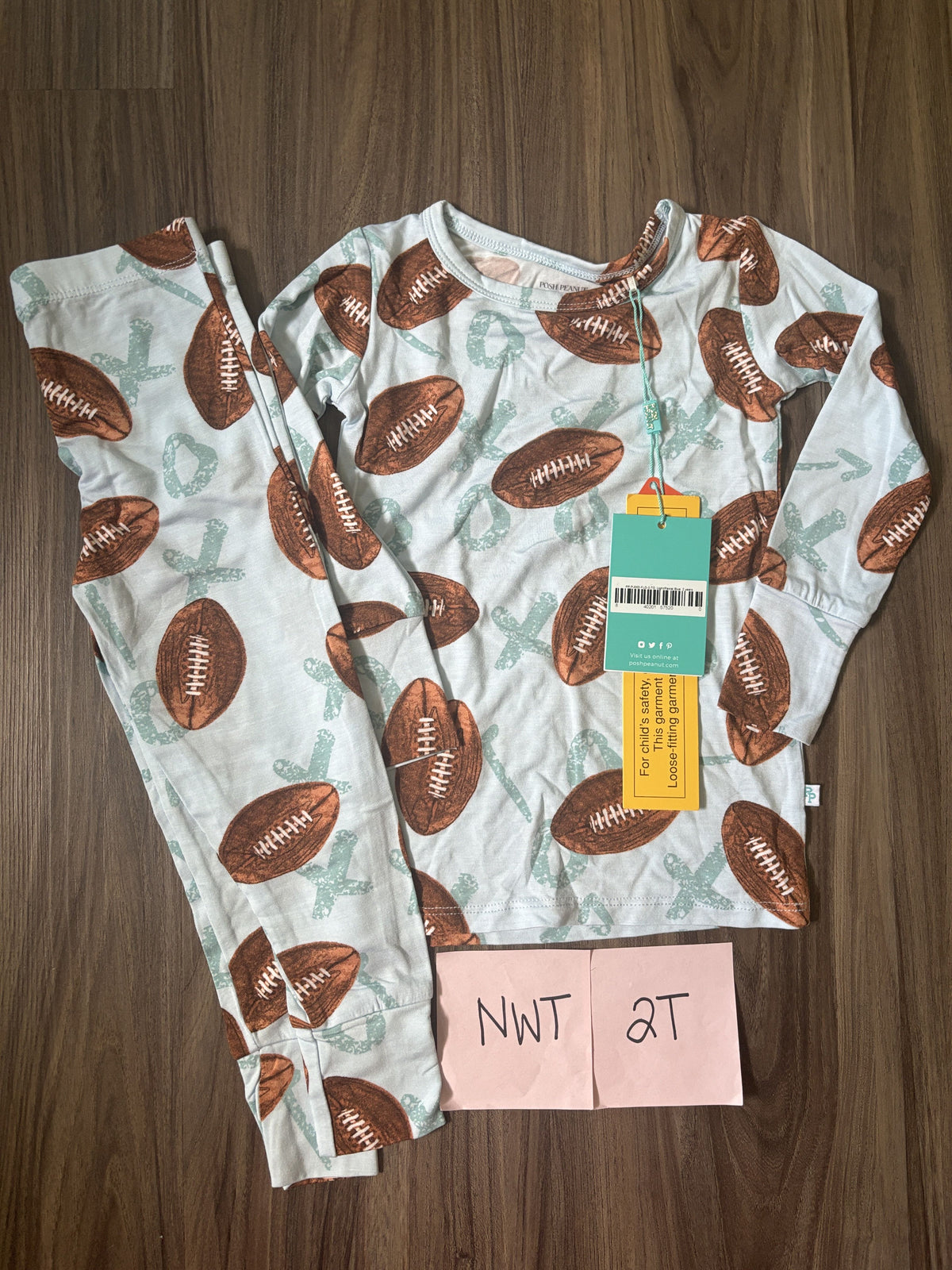 #138 - 2T NWT Bamboo (Posh Peanut) Football PJs