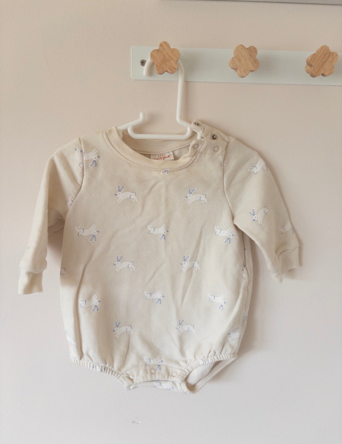 #36- Girls Bunny cat and jack bubble romper. 3-6 mo GUC