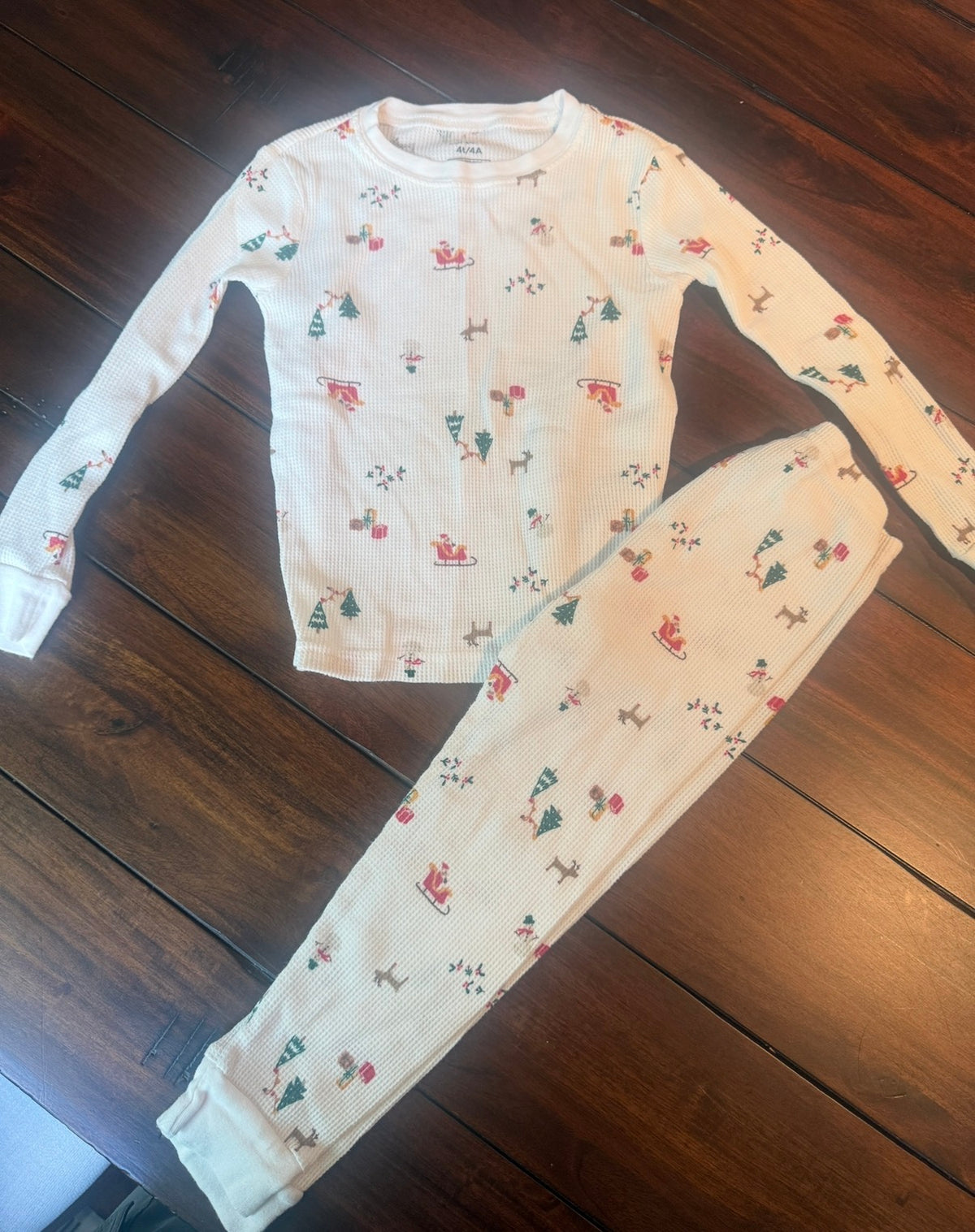 #51 Carter's Girls Waffle Knit Christmas Pajamas 4T