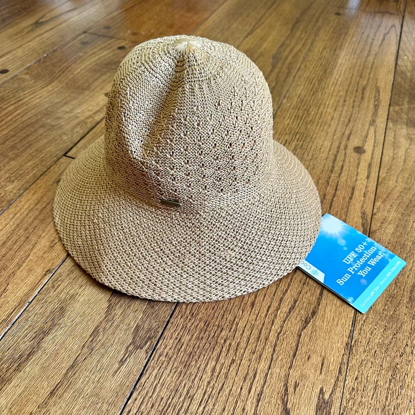 #95 NWT Womens Coolibar Marina Bucket Hat, tan, one size