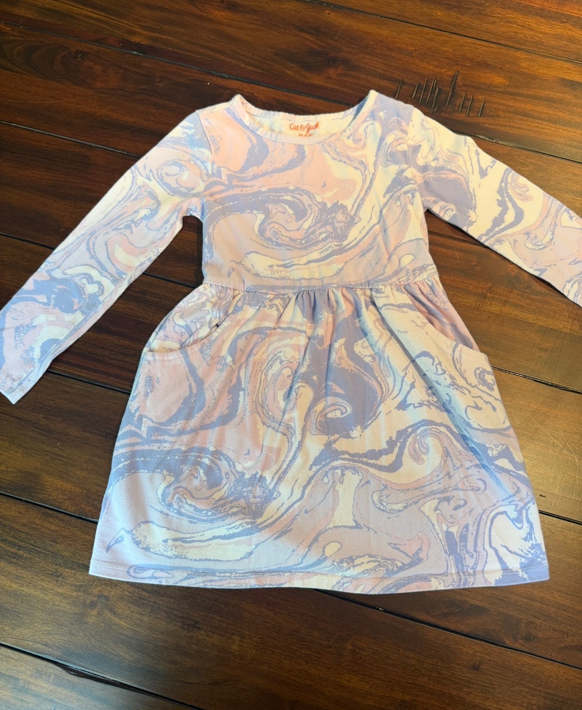 #51 Girls 4-5T Cat & Jack Tie Dye Pink and Purple Dress with Pockets
