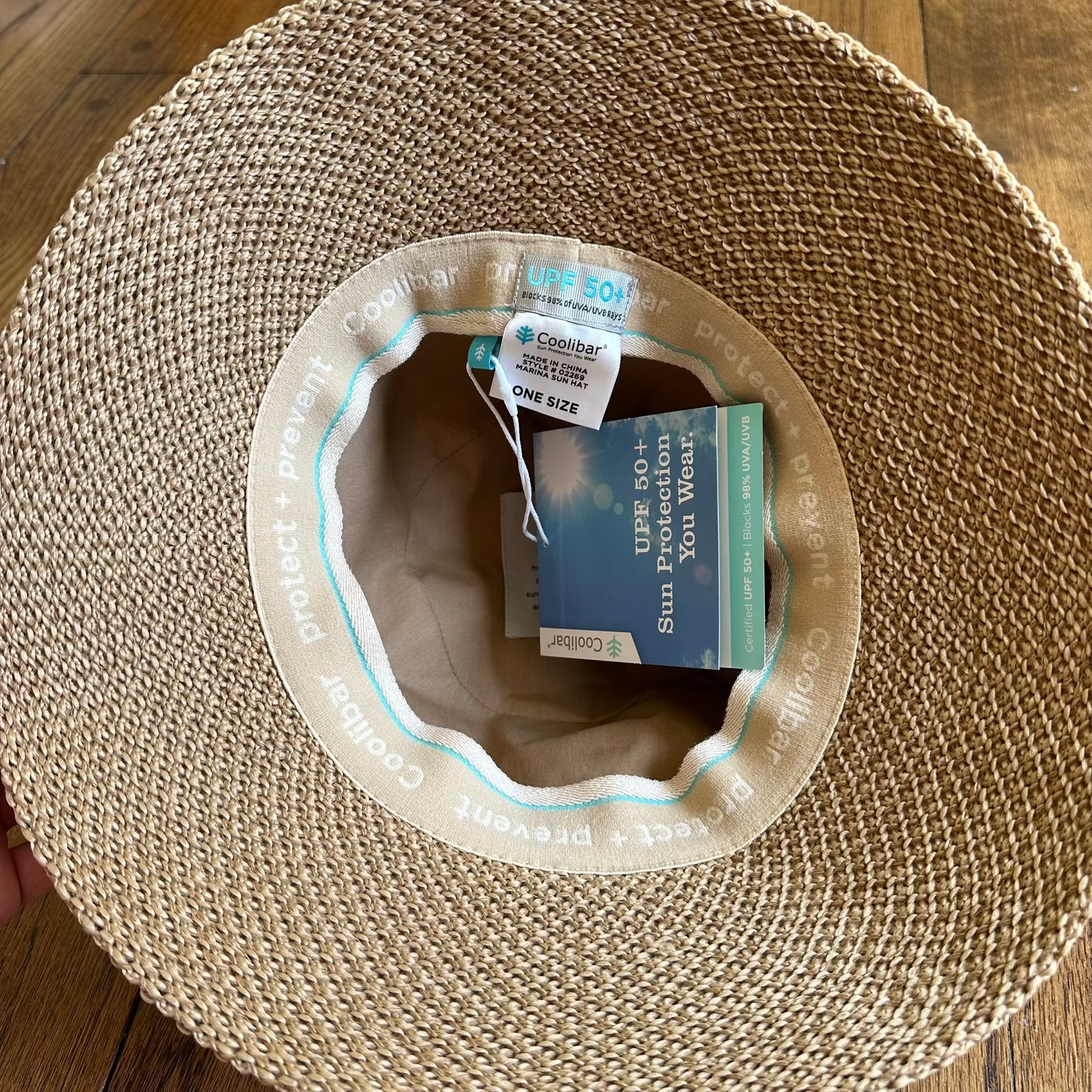 #95 NWT Womens Coolibar Marina Bucket Hat, tan, one size