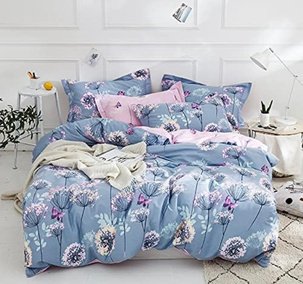 Seller 89 Full/Quen Duvet Cover (Reversible) Large Floral Print with Zipper Closure and 2 Shams - VGUC