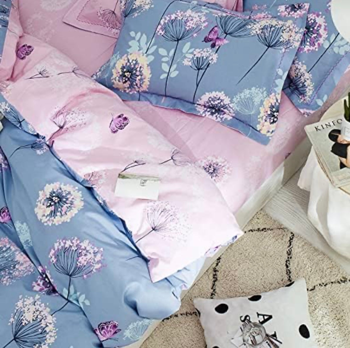 Seller 89 Full/Quen Duvet Cover (Reversible) Large Floral Print with Zipper Closure and 2 Shams - VGUC