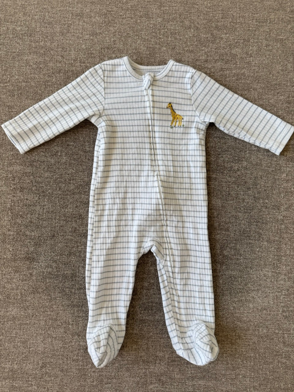 Seller #114 Little Me blue stripe sleeper with giraffe boys size 6 months