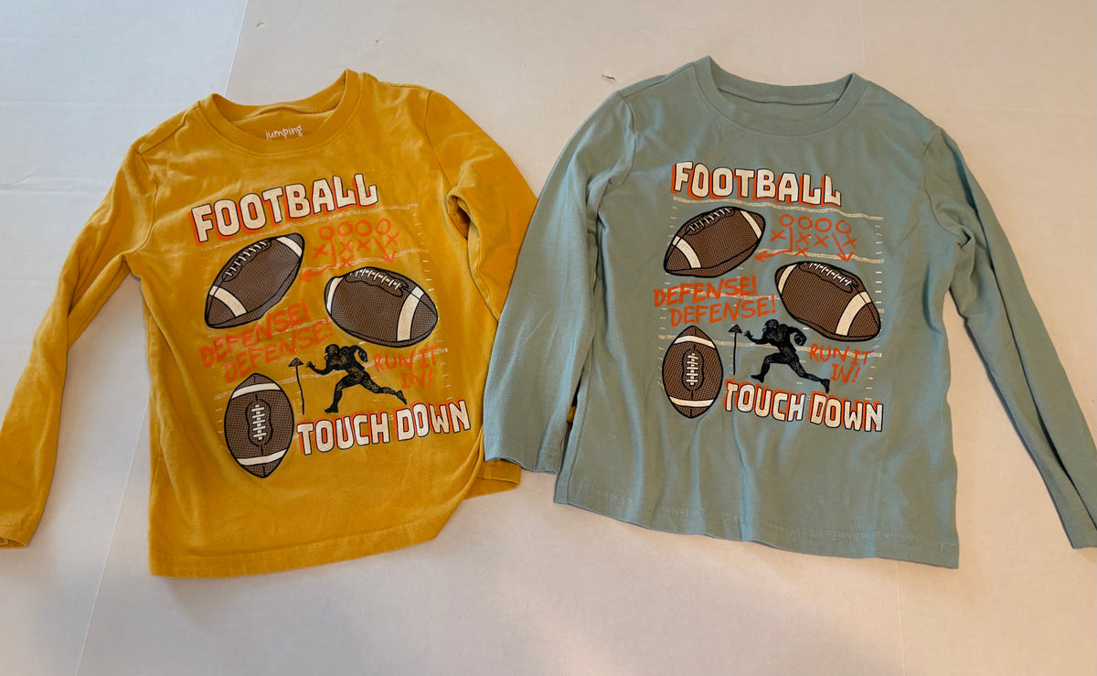 #25 Boys 5/5T Jumping Beans set of 2 long sleeve football t shirts