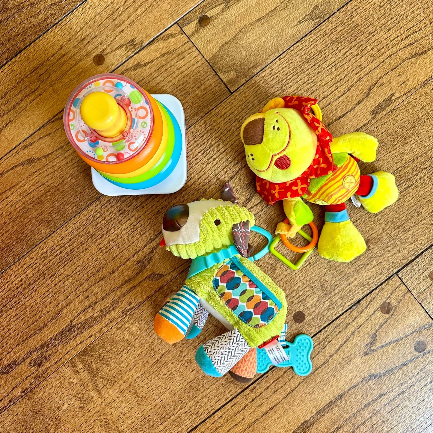 #95 GUC Baby Toys Lot, Fisher Price Rings / Skip Hop Dog / Lion REDUCED