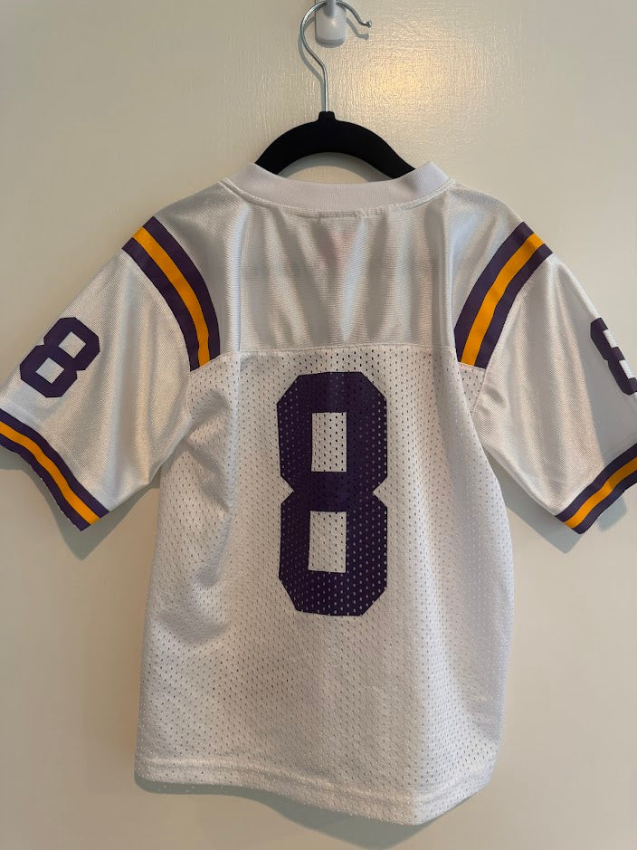 #9 Kids 3T LSU White Football Jersey #8