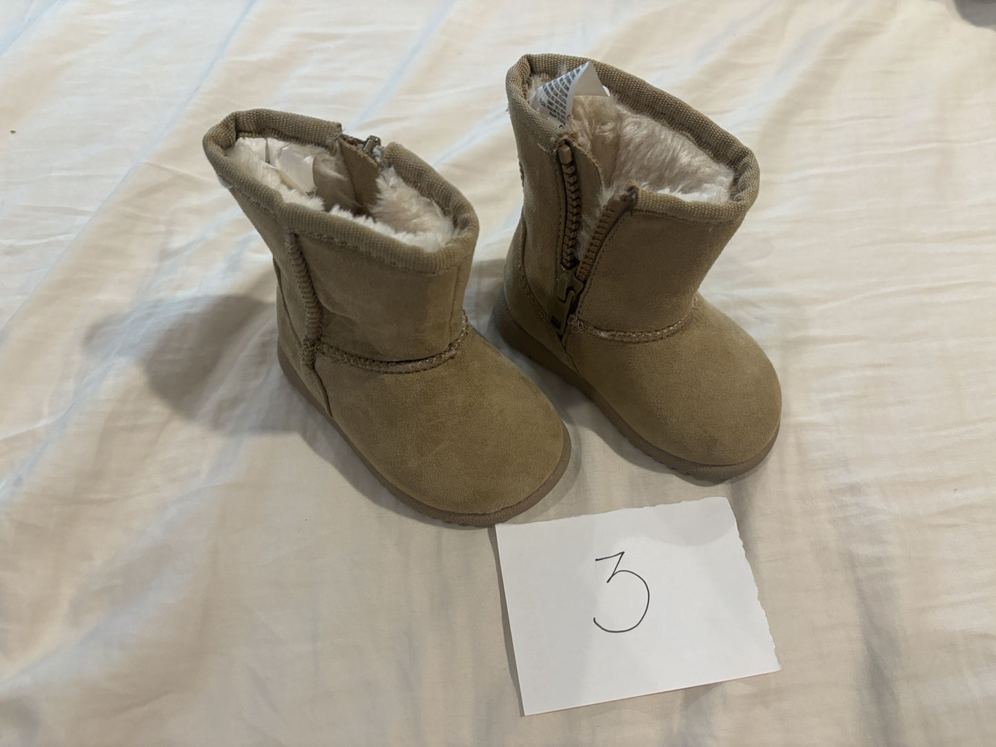 #138 - 3T - VGUC Tan Winter Boots - PU 45236