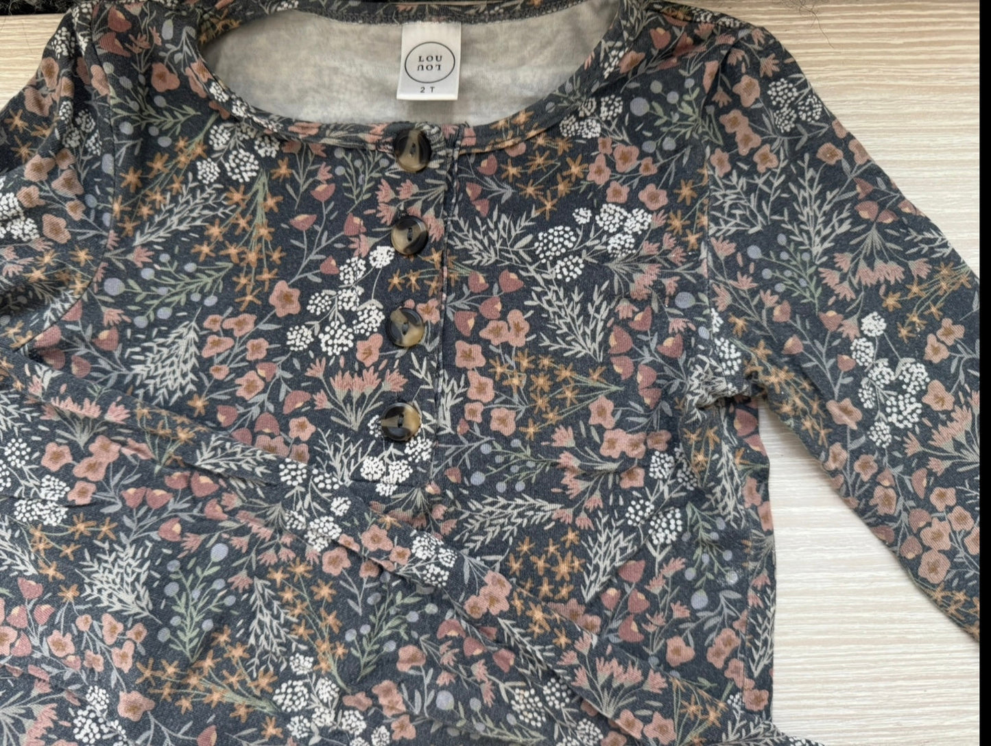 #207 Lou Lou & Co floral two piece set size 2T- light fading