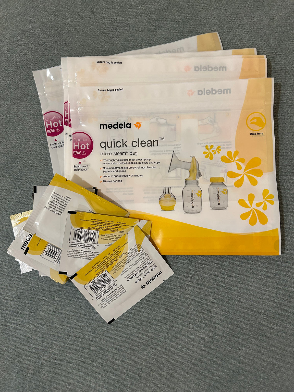 Seller 128 - Medela Quick Clean Steam Bags and Wipes