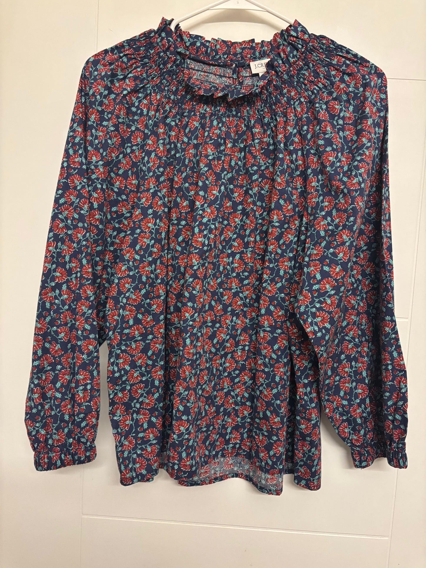 Seller #60 J. Crew Smocked Floral Blouse NWOT - Large