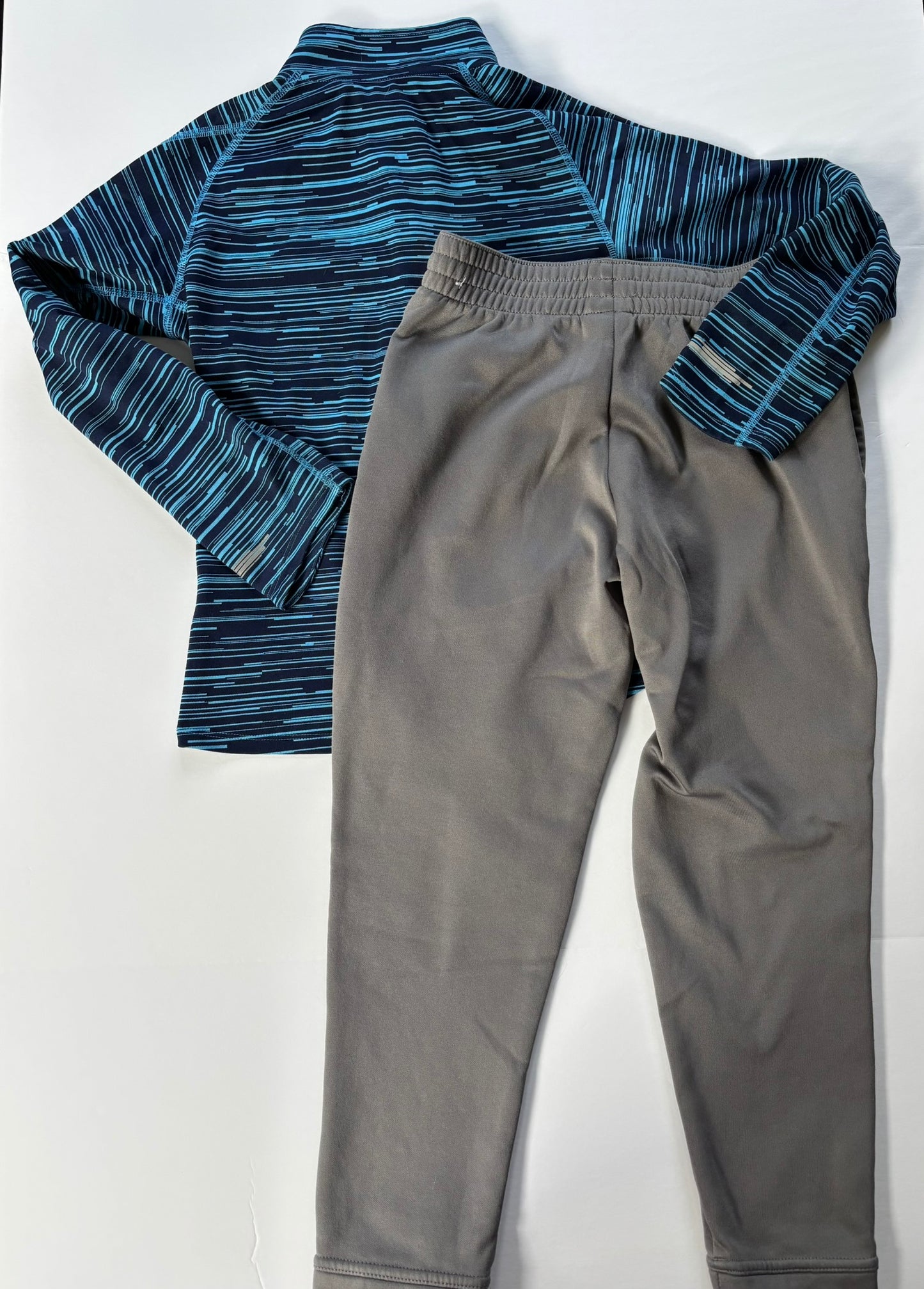 #101 Nike Half Zip Logo Striped Shirt Gray Therma-Fit Pants Boys Size Small