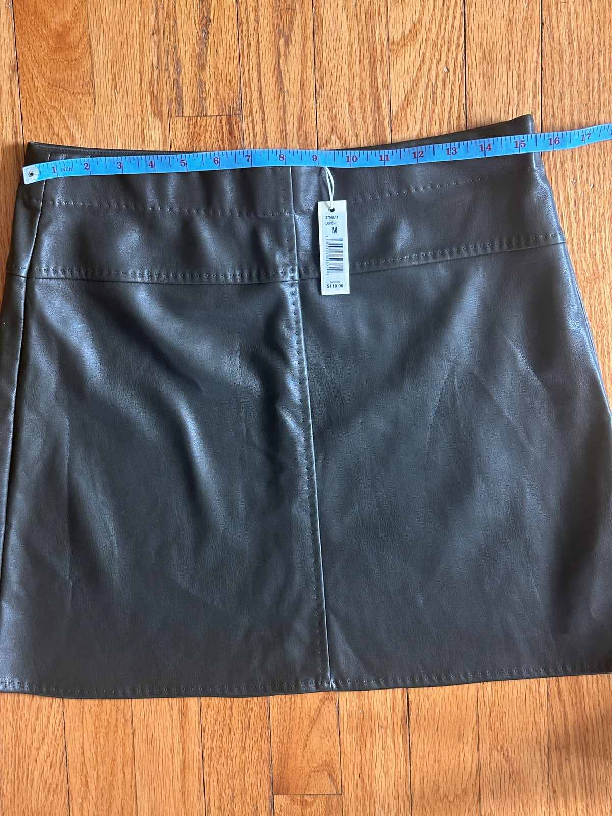 #163 NWT Max Studio Olive Green Faux Leather Miniskirt - Women's M