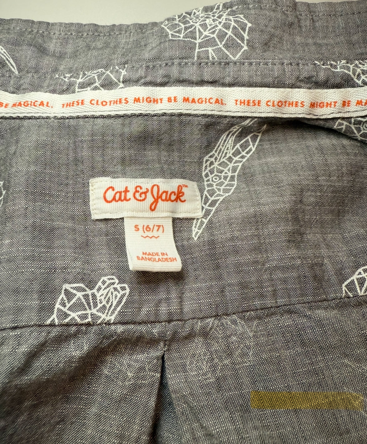 #155 Reduced! Cat and Jack boys dinosaur button up size 6/7