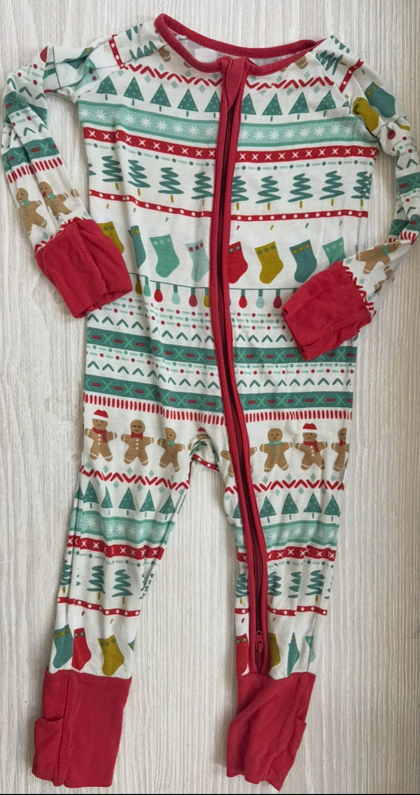 #207 Little Sleepies Christmas Fair Isle zippy size 6-12 Months