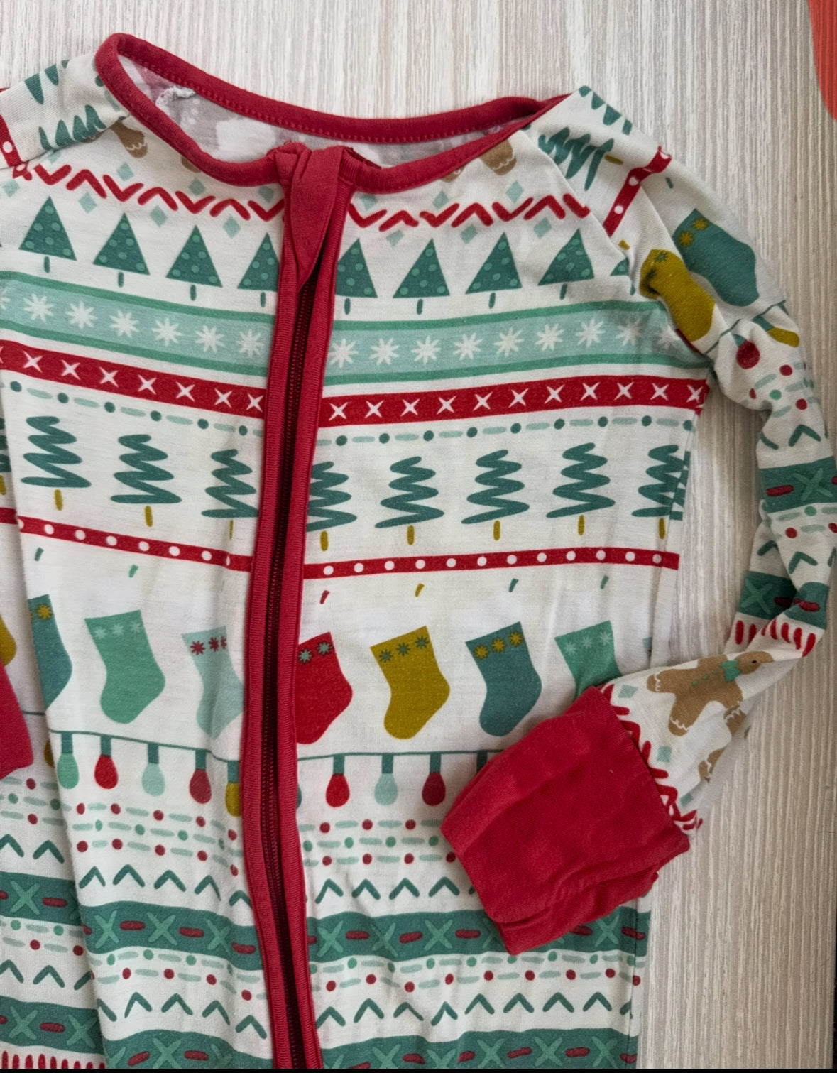#207 Little Sleepies Christmas Fair Isle zippy size 6-12 Months