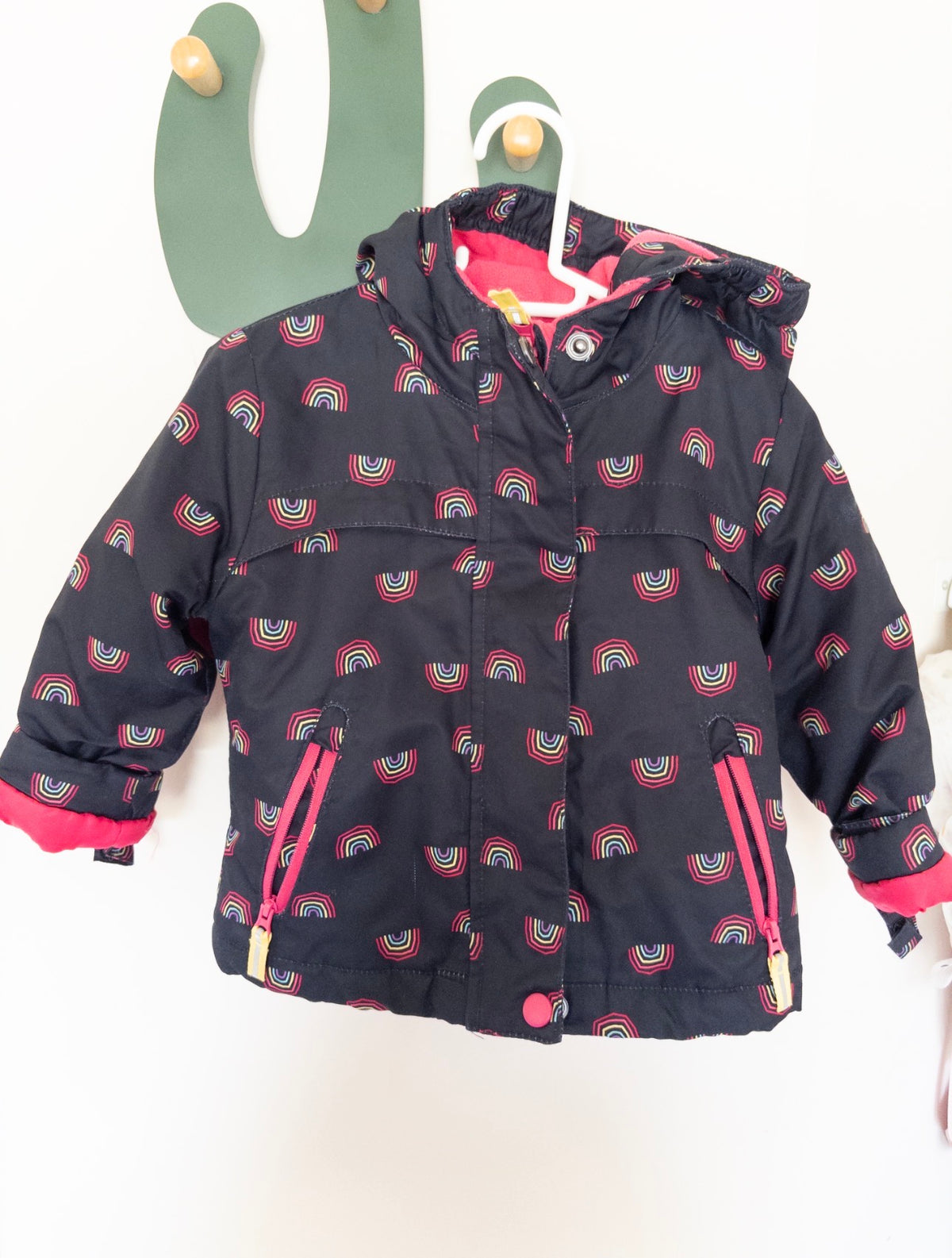 #36 girls cat and jack rainbow winter coat 18m GUC