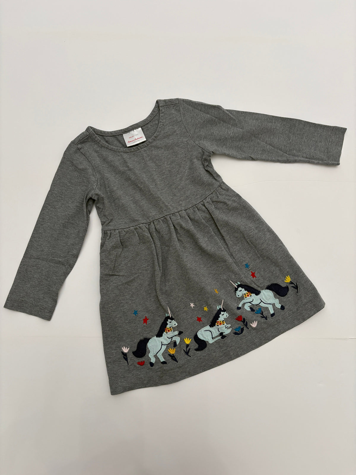 #121 girls 4T Hannah Andersson unicorn dress, EUC