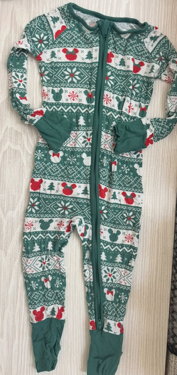#207 Little Sleepies Disney fair isle Christmas zip size 12-18 Month