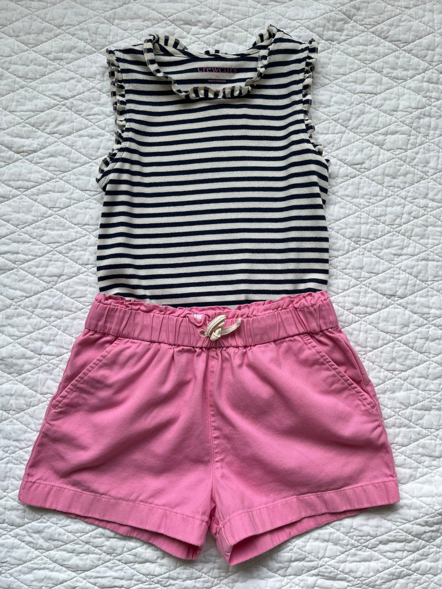 Seller #113 Girls Crewcuts Stripes Tank Size L 10/11 and Pink Shorts Size 10
