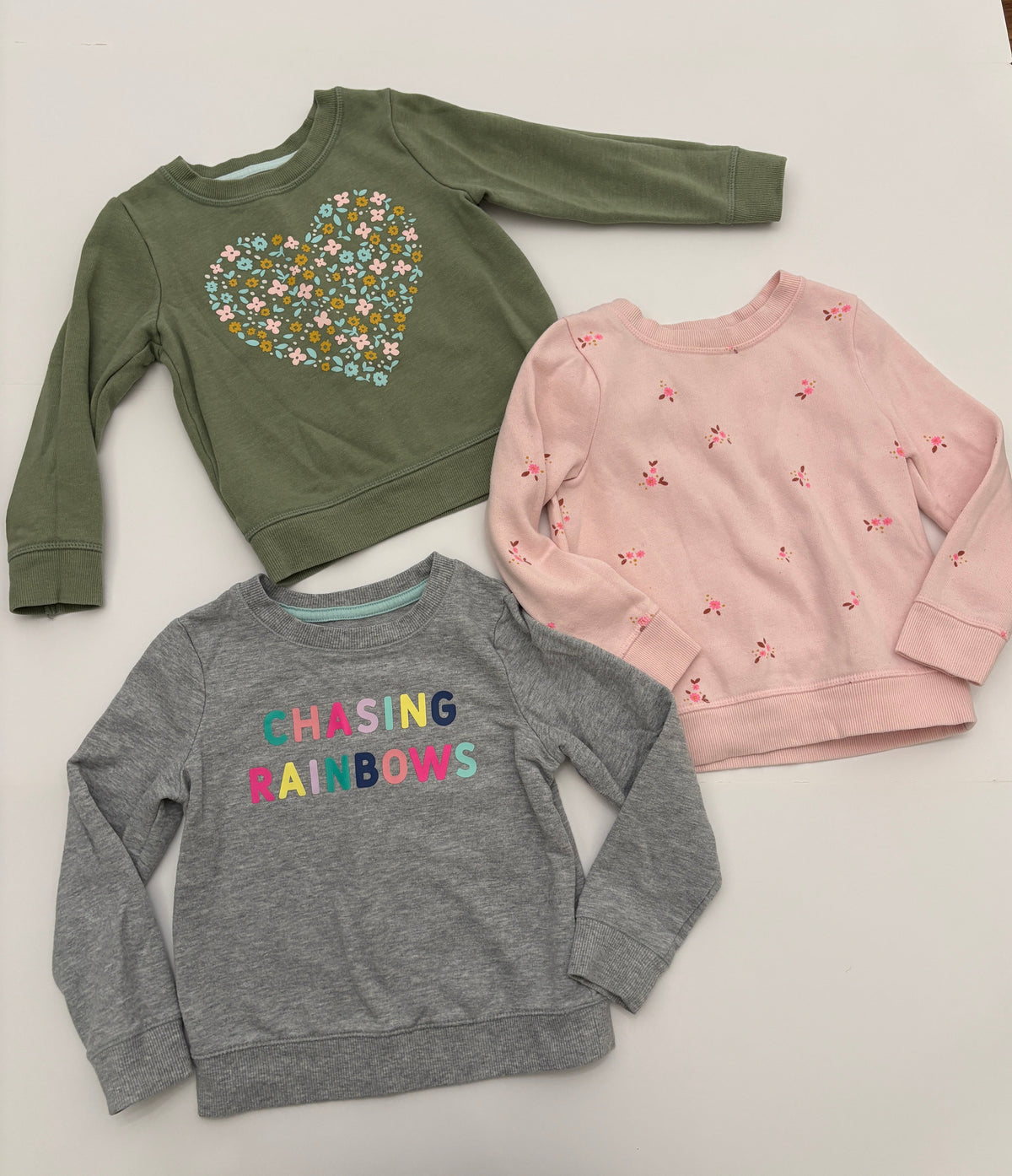 #121 girls 4T Cat & Jack sweatshirts set of 3, VGUC