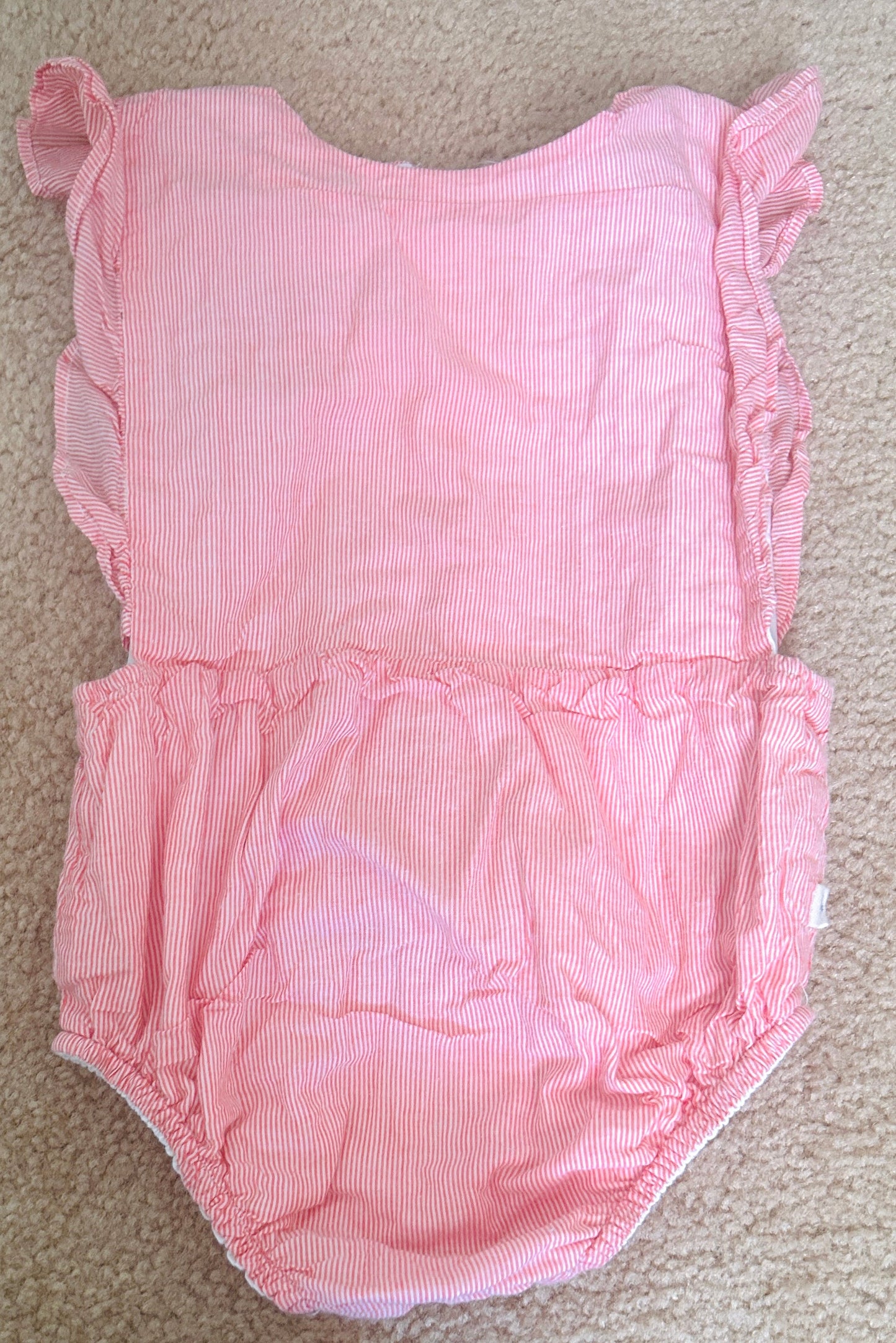 #15 Harbour 3/4 Ruffle Sunsuit in Old Rose—retails for $54